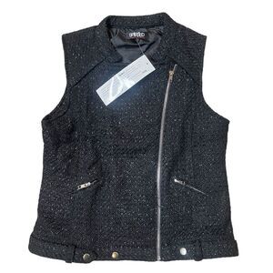 Randolph Duke Black Metallic Tweed Moto Size Small NWT